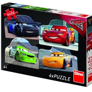 4 פאזלים בקופסה דיסני מכוניות